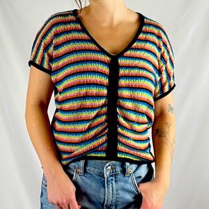 Nicole Miller Colorful Crochet Top
